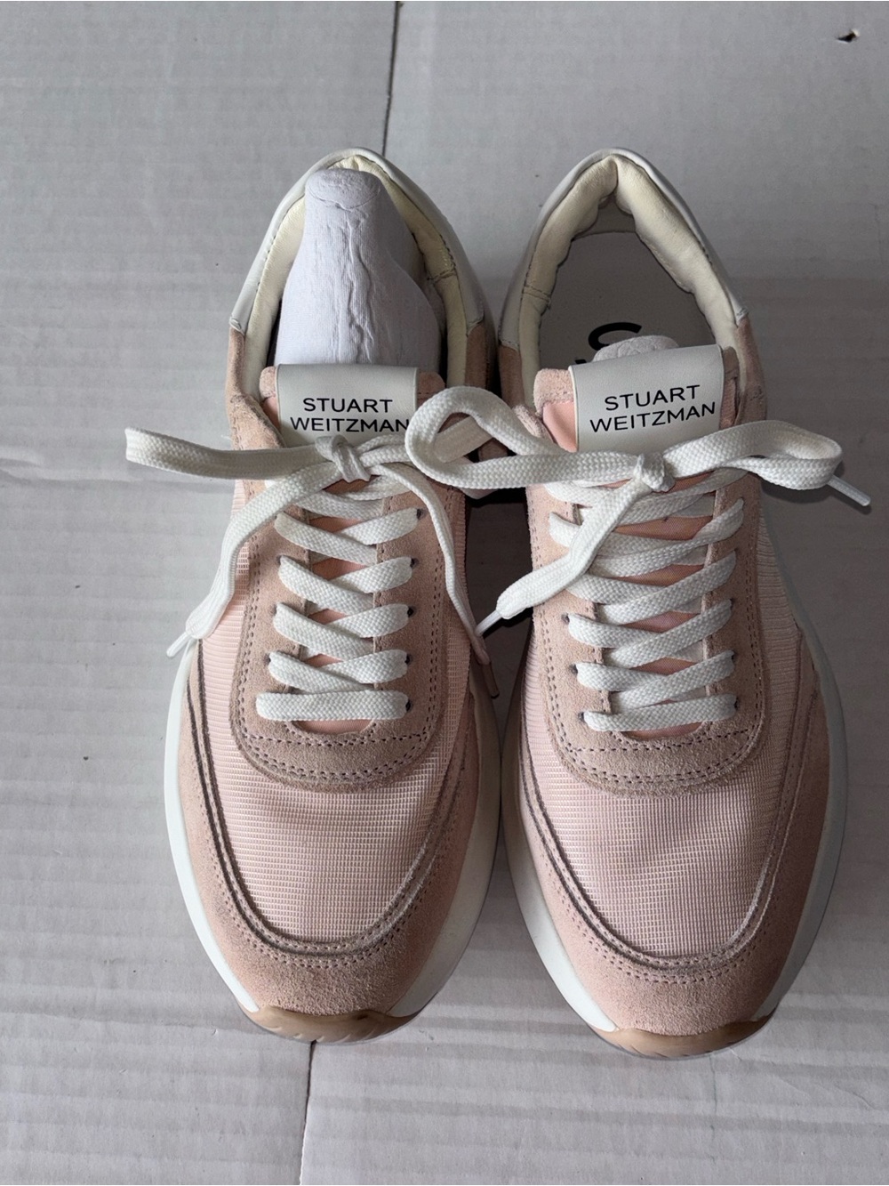 Stuart Weitzman Blush Pink Lace-Up Women's Sneakers